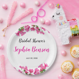 Pink Bougainvillea Floral Bridal Shower Pappteller