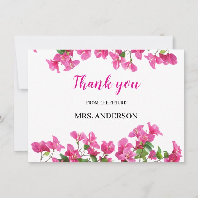 Pink Bougainvillea Floral Bridal Shower Thank You (Vorderseite)