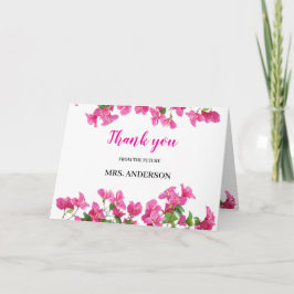 Pink Bougainvillea Floral Bridal Shower Thank You Dankeskarte