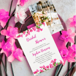 Pink Bougainvillea Floral Photo Bridal Shower Einladung