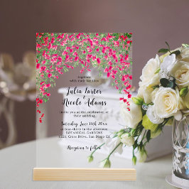 Pink Bougainvillea Tropical Forest Polterabend Acryleinladungen