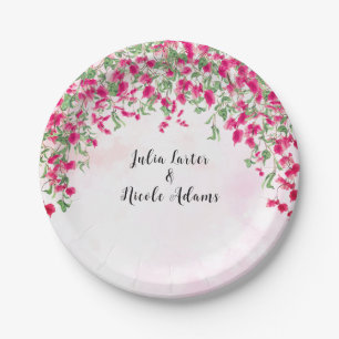Pink Bougainvillea Tropical Forest Polterabend Pappteller