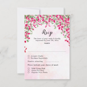 Pink Bougainvillea Tropical Forest Polterabend RSVP Karte