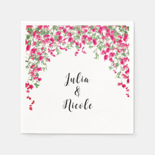Pink Bougainvillea Tropical Forest Polterabend Serviette