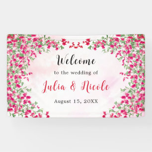 Pink Bougainvillea Tropical Forest Wedding Banner