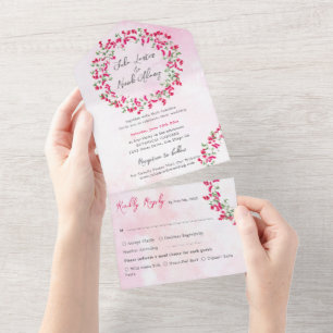 Pink Bougainvillea Tropical Forest Wreath Wedding All In One Einladung