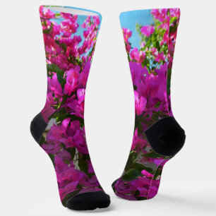 Pink Bougainvillea's, Socken für Crew in Volldruck