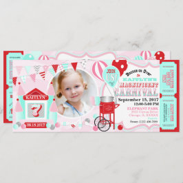 Pink Bounce House Karneval Geburtstag Einladung