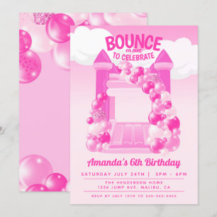 Pink Bounce House Party Einladung