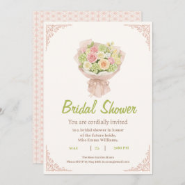 pink bouquet Bridal Shower Invite – Japanese  Einladung
