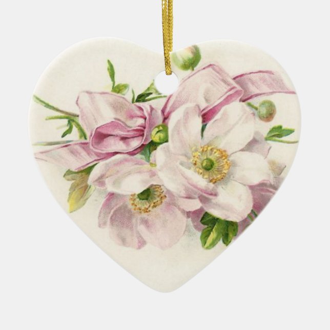 Pink Bouquet Keramik Ornament (Vorne)