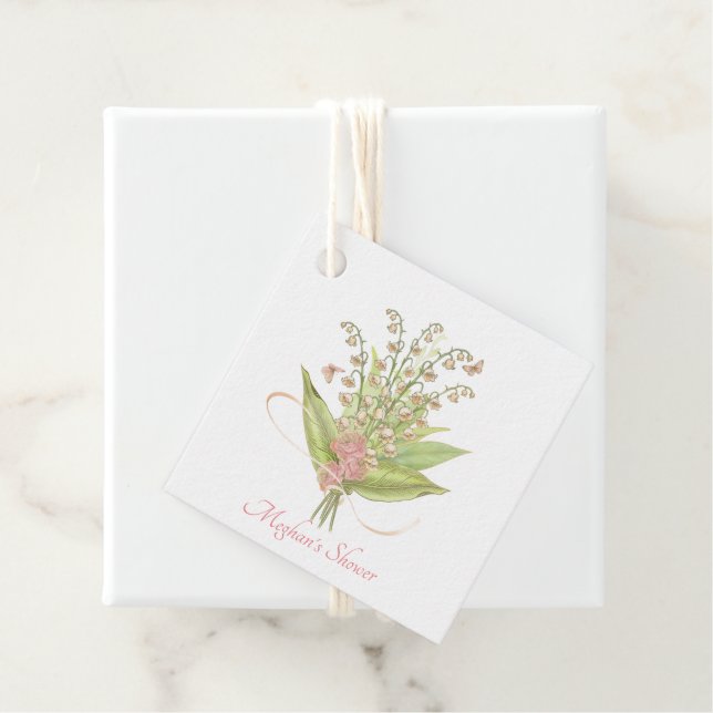 Pink Bouquet mit Lily of the Valley und Rose Geschenkanhänger (Beispiel)