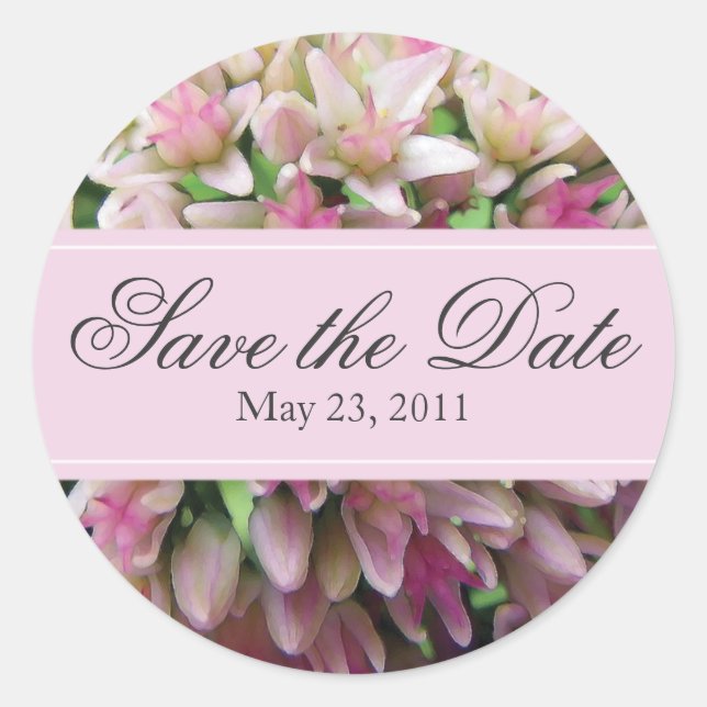 Pink Bouquet Save the Date Aufkleber (Vorderseite)
