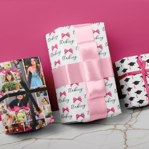 Pink Bow 12 Foto Collage Abschluss Muster Geschenkpapier Set