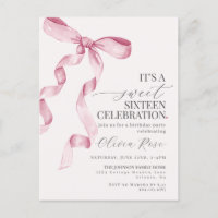 Pink Bow 16 . Geburtstag Geburtstagsparty Einladun