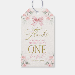 Pink Bow 1. Geburtstags-Girl-Geschenkmarke Geschenkanhänger