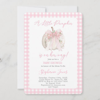 Pink Bow A Little Pumpkin Baby Shower girl Einladung