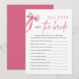 Pink Bow alle Augen auf dem Bride Brautparty Spiel Einladung