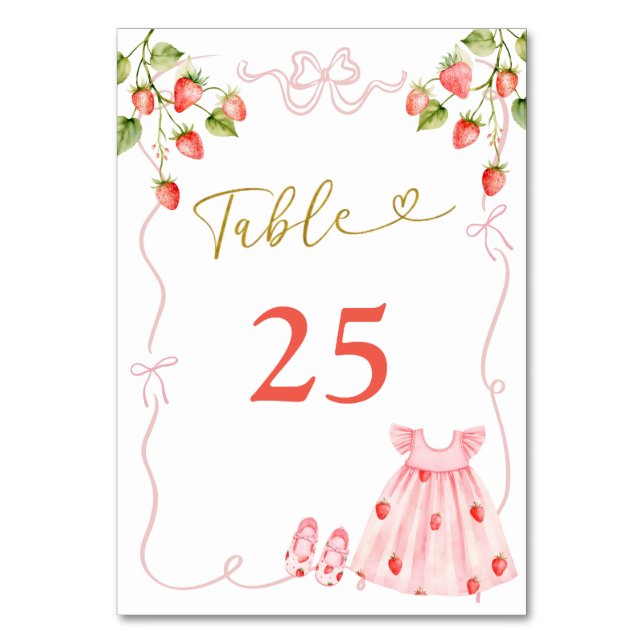 Pink Bow Baby Clothes Baby Shower Table Number Tischnummer (Vorderseite)