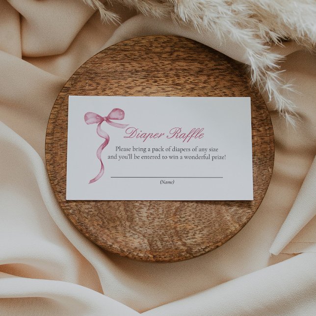 Pink Bow Baby Diaper Anfragekarte Begleitkarte (Von Creator hochgeladen)