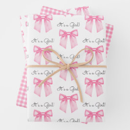 Pink Bow Baby Duschabziehpapier Geschenkpapier Set