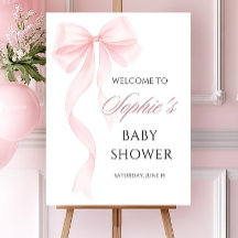 Pink Bow Baby Dusche Begrüßungssignatur Coquett