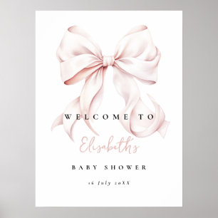 Pink Bow Baby Dusche Begrüßungszeichen Plakat