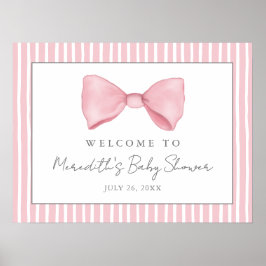 Pink Bow Baby Dusche Begrüßungszeichen Poster