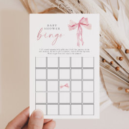 Pink Bow Baby Dusche Bingo Blush Ribbon Girl Game