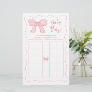 Pink Bow Baby Dusche Bingo Spiel