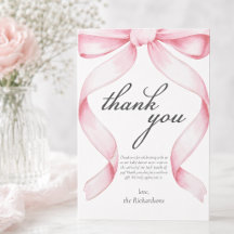 Pink Bow Baby Dusche Danke Karte