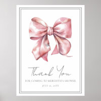 Pink Bow Baby Dusche Danke