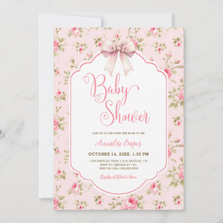 Pink Bow Baby Dusche Einladung