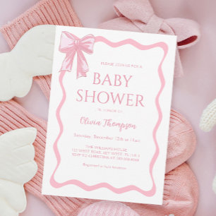 Pink Bow Baby Dusche Einladung