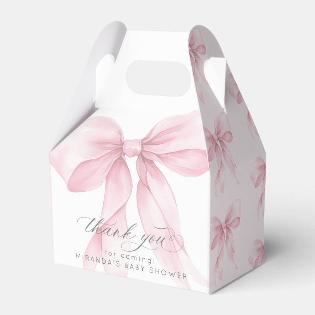 Pink Bow Baby Dusche elegant Geschenkschachtel (Vorderseite)