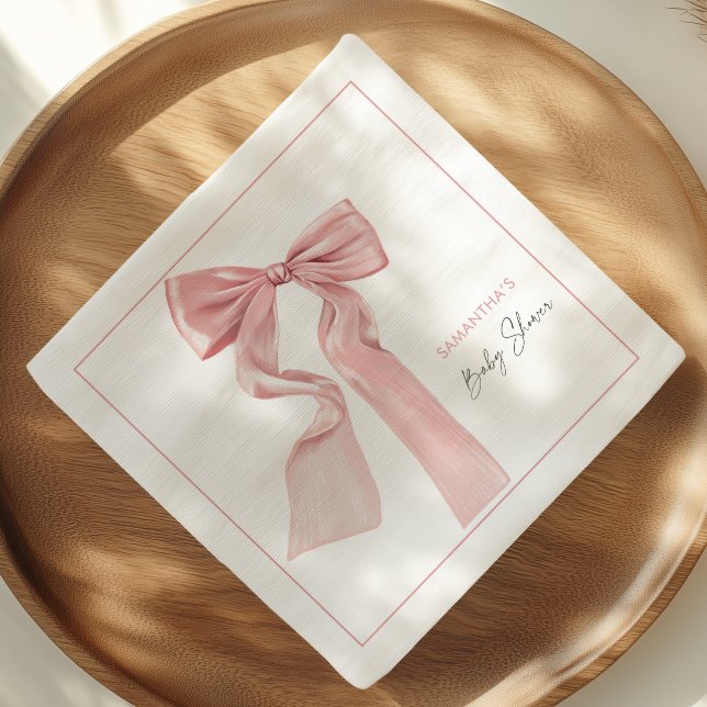 Pink Bow Baby Dusche Elegantes Papier Serviette (Von Creator hochgeladen)