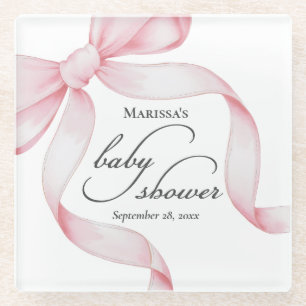 Pink Bow Baby Dusche Glasuntersetzer