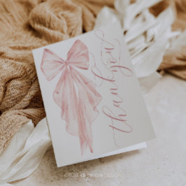 Pink Bow Baby Dusche Minimalistische Ribbon Dankeskarte