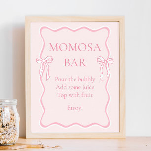 Pink Bow Baby Dusche Momosa Bar Poster