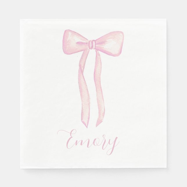 Pink Bow Baby Dusche Napkins individuell anpassbar Serviette (Vorderseite)