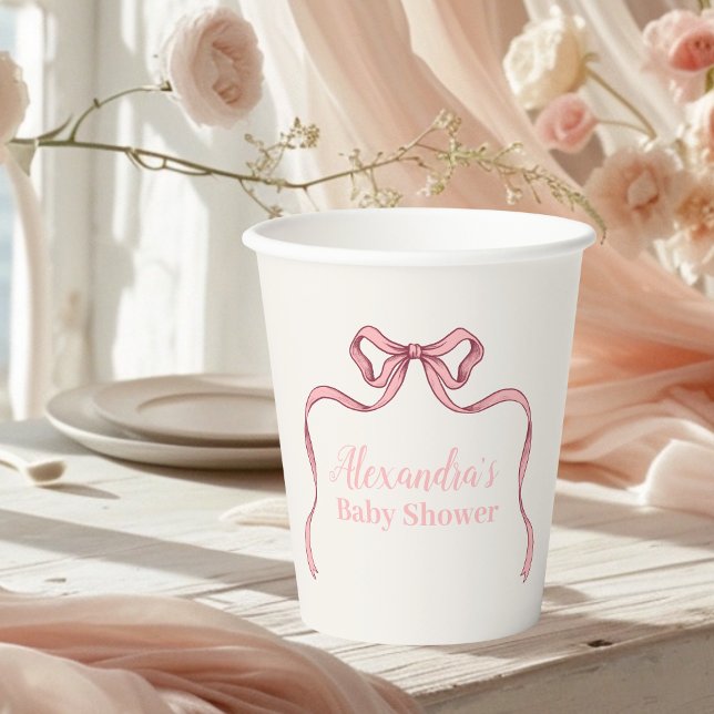 Pink Bow Baby Dusche Pappbecher (Von Creator hochgeladen)