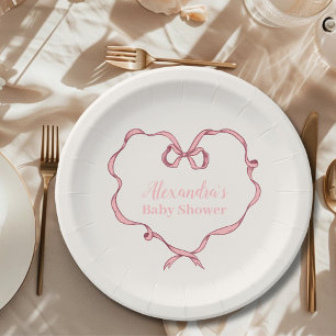 Pink Bow Baby Dusche Pappteller
