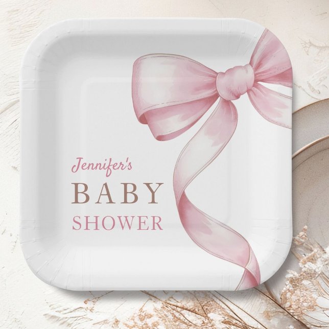 Pink Bow Baby Dusche Pappteller (Von Creator hochgeladen)
