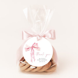 Pink Bow Baby Dusche Runde Gefallen Blush Ribbon Geschenkanhänger