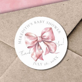Pink Bow Baby Dusche Runder Aufkleber