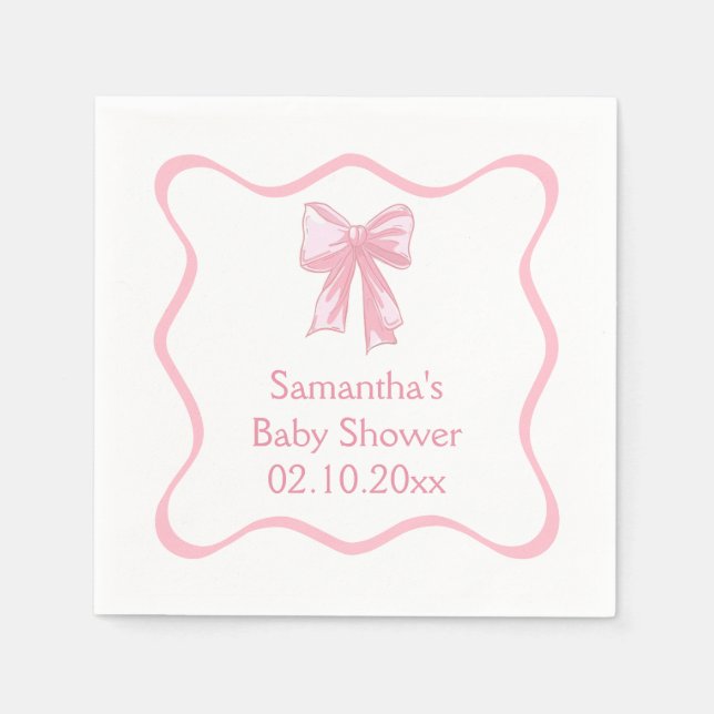 Pink Bow Baby Dusche Serviette (Vorderseite)