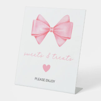 Pink Bow Baby Dusche Süßigkeiten und Leckereien Sockelschild