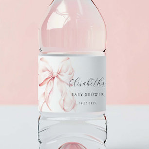 Pink Bow Baby Dusche Wasserflaschenetikett