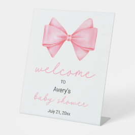 Pink Bow Baby Dusche Willkommen Sockelschild