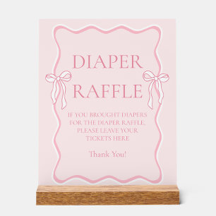 Pink Bow Baby Duschkabine Windeln Raffle Game Acrylschild